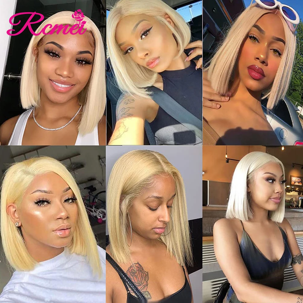 

613 Blonde Short Bob Wigs Lace Front Human Hair Wigs Pre Plucked With Baby Hair Brazilian Straight Remy Hair Lace Bob Wig