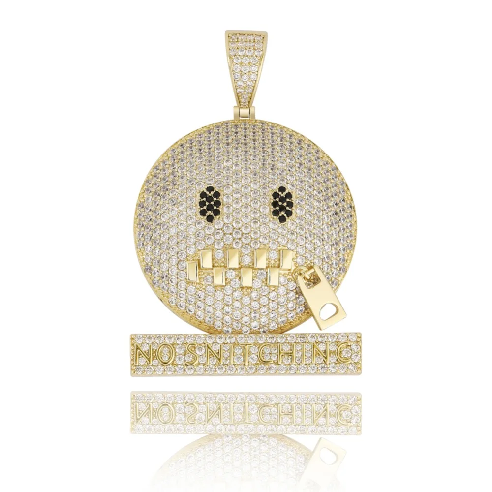 TOPGRILLZ круглое лицо характер молния рот Iced Out кубический циркон кулон и ожерелье Золото Серебро Цвет хип хоп ювелирные изделия для мужчин