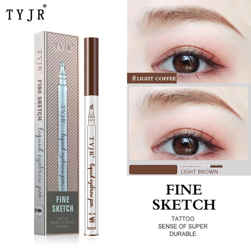 

Microblading Eyebrow Pen 4 Fork Tips Fine Sketch Liquid Eyebrow Pencil Waterproof Longlasting Eyebrow Tint Brow Pencil