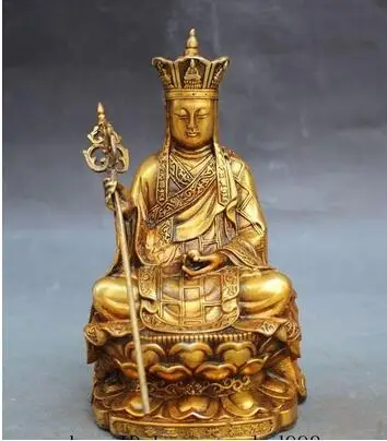 Тибетский буддийский храм Joss бронзовый позолоченный Jizo Ksitigarbha статуя Будды