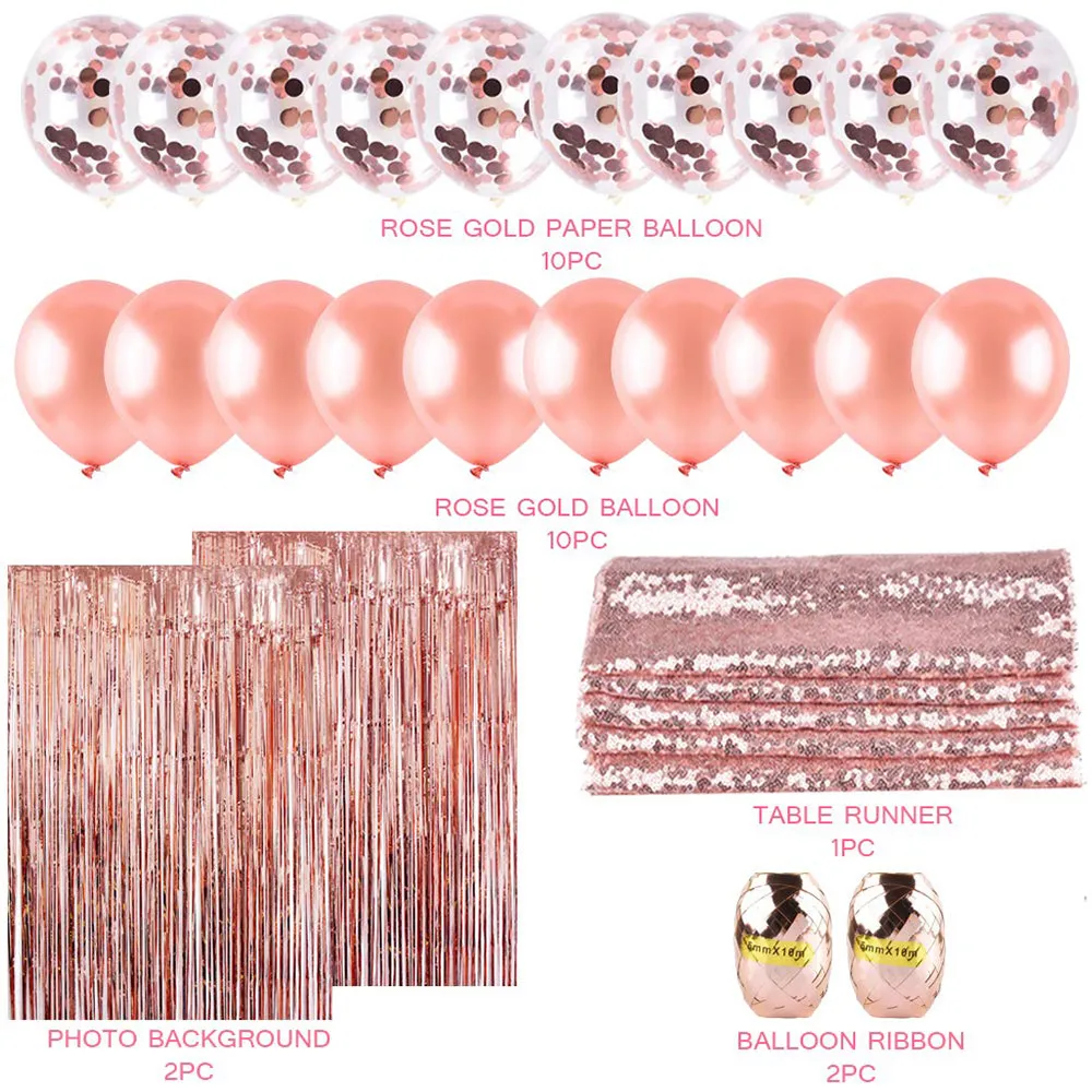 25 шт. конфетти блесток воздушный шар с великолепными лентами настольный бегун