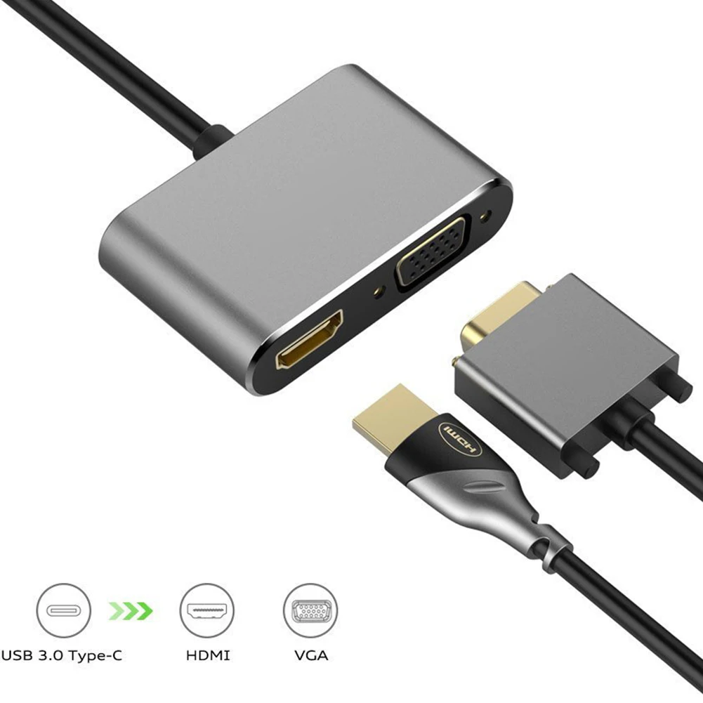 Type C конвертер HDMI VGA поддержка USB 3 1 терминал видео дисплей Многофункциональный 4K