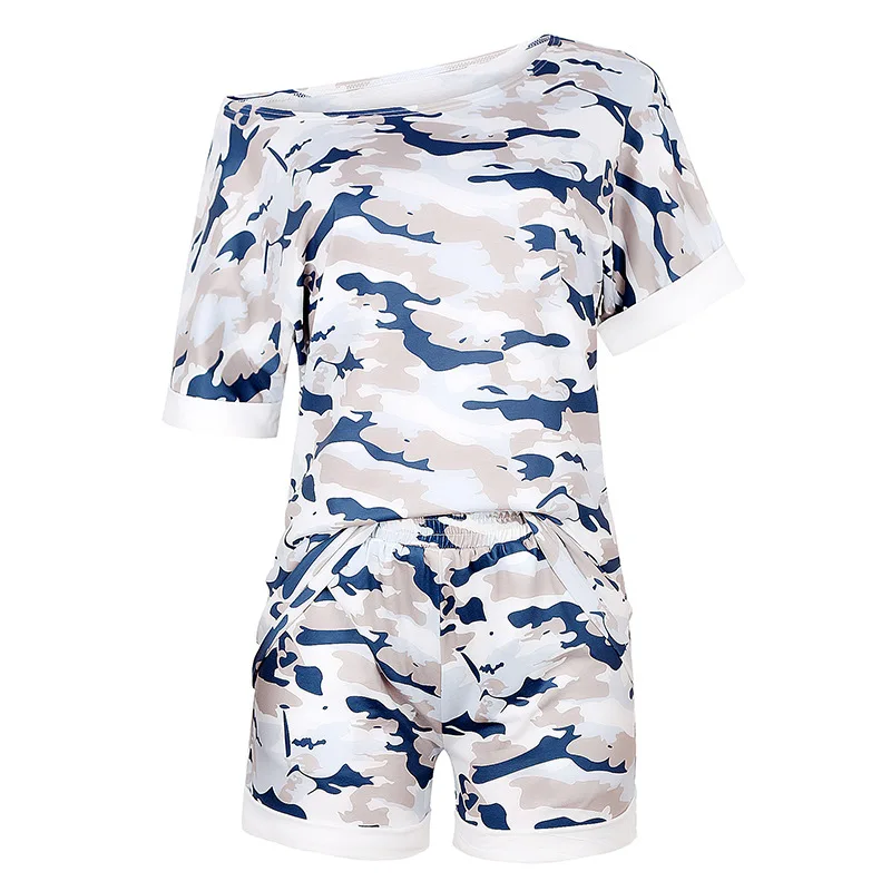 Пижамные комплекты повседневная женская камуфляжная одежда для сна свободная