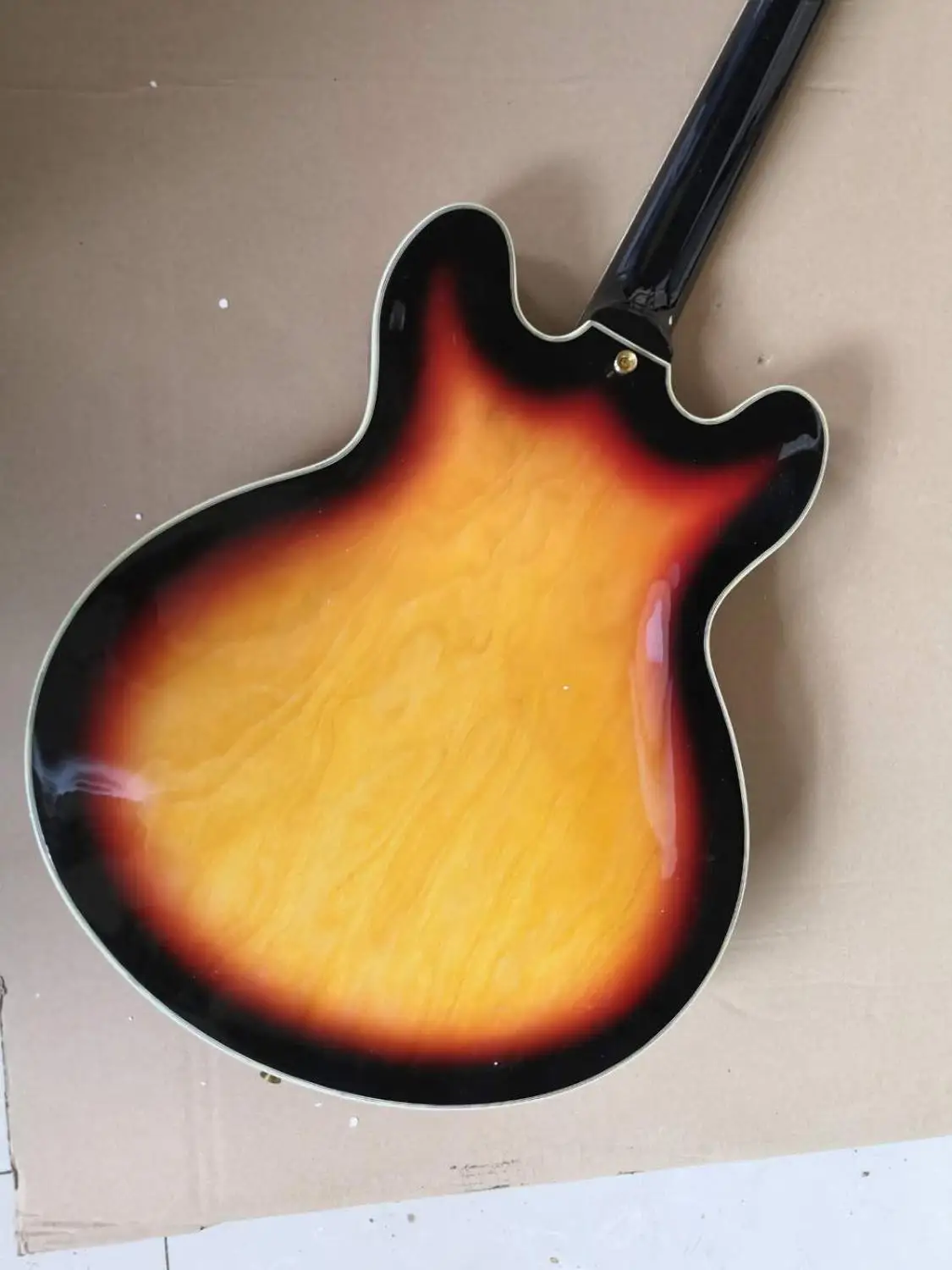 

free shipping New F hole body Jazz guitar Hollow body Sunburst yellow Electric Guitar Left hand In stock 11 335