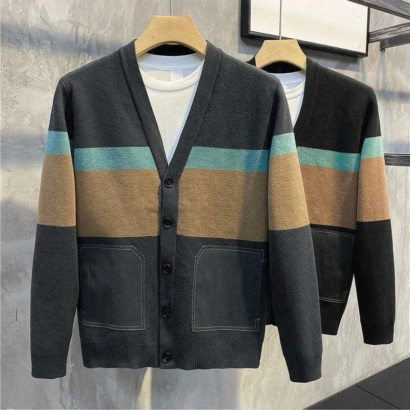 

Cardigan Mens Sweaters Spring Autumn Men Casual Cardigan Jacket Men Long Sleeve Sweater V Neck Single-breasted Coats Y305