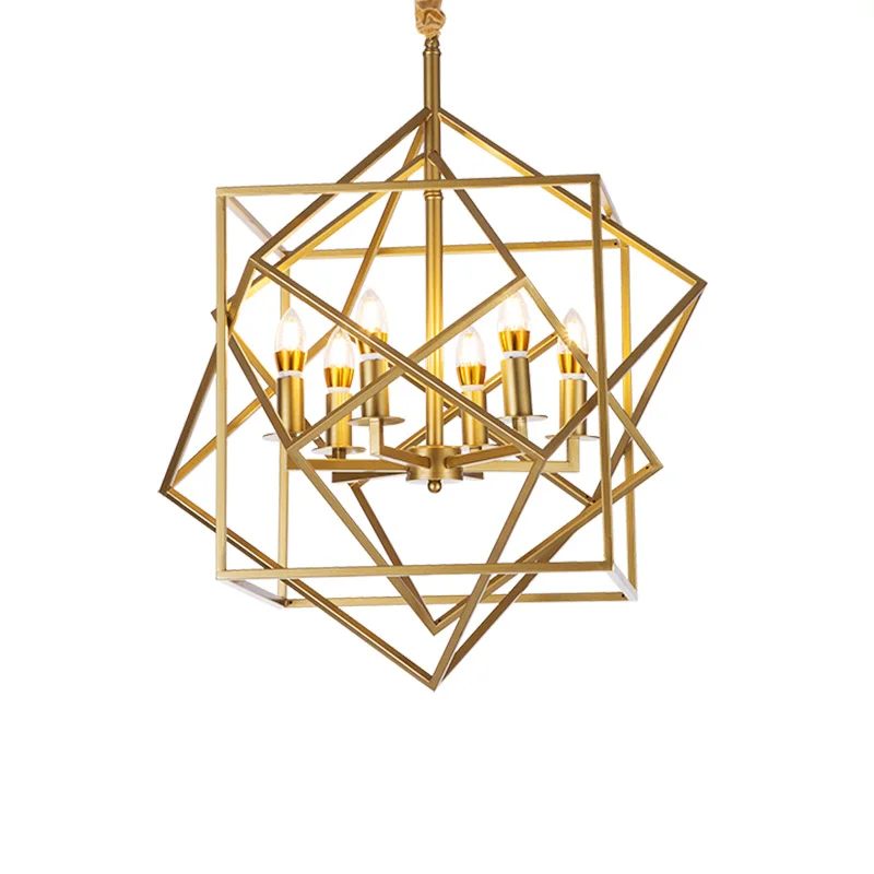 

Art Deco LED Postmodern Copper Golden Magic Cube Chandelier Lighting Lustre Lustre Suspension Luminaire Lampen For Foyer