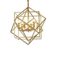 art deco led postmodern copper golden magic cube chandelier lighting lustre lustre suspension luminaire lampen for foyer