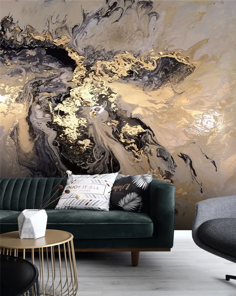 

beibehang Customized New Chinese Style Abstract Golden Artistic Landscape Splash Ink Decorative Painting Wallpaper papier peint