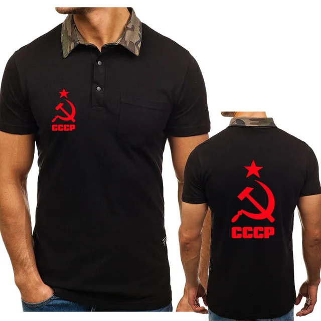 Summer Men's polo short sleeve for CCCP Russian USSR high quality Cotton T-shirt Fashion Mens T-Shirt Tops K | Автомобили и