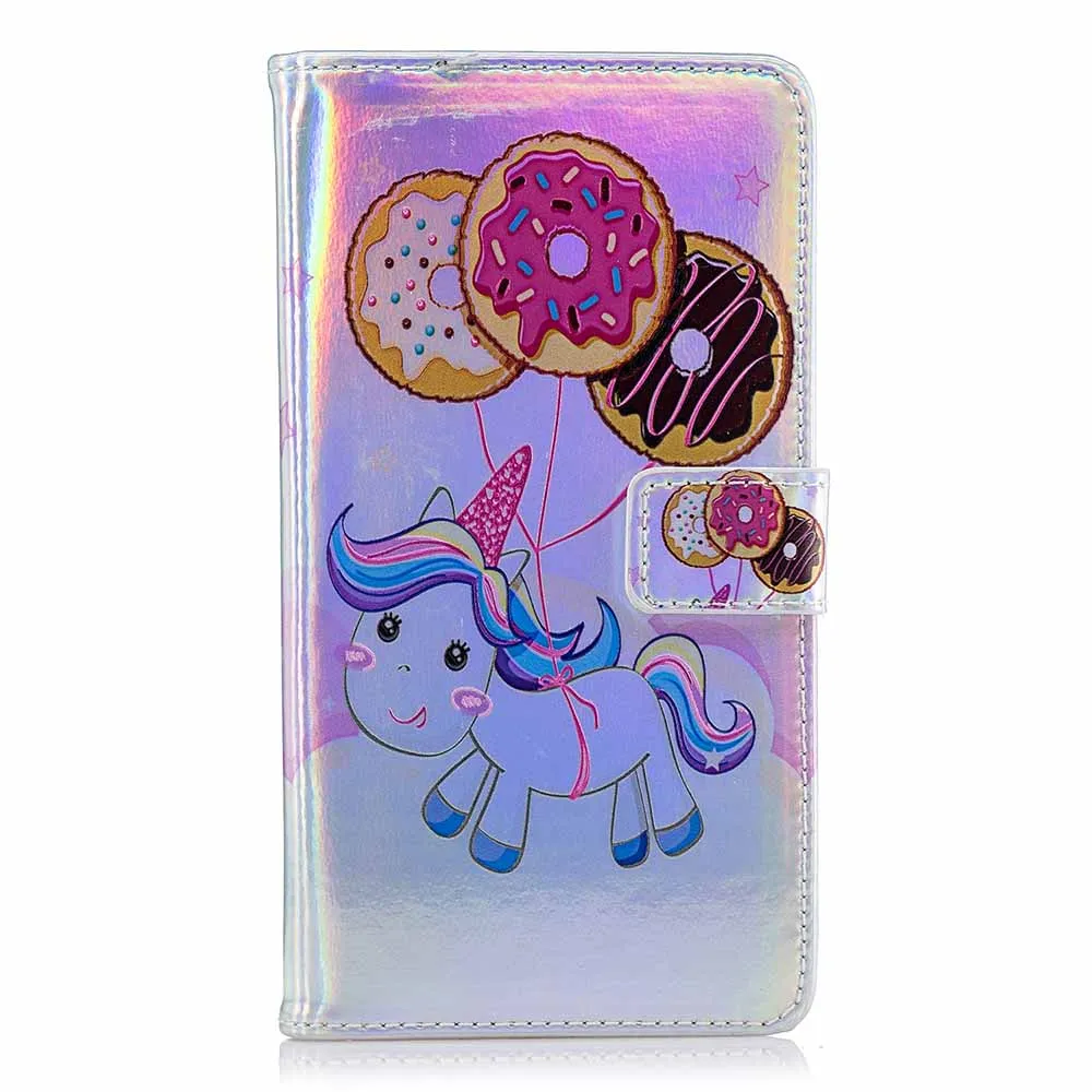 Donut Pony J400F J600F лазерный чехол флуоресцентный откидной Чехол-кошелек для samsung Galaxy S8 S9 A8 A6 Plus J4 кожаный силиконовый чехол B37 - Цвет: Donut Pony