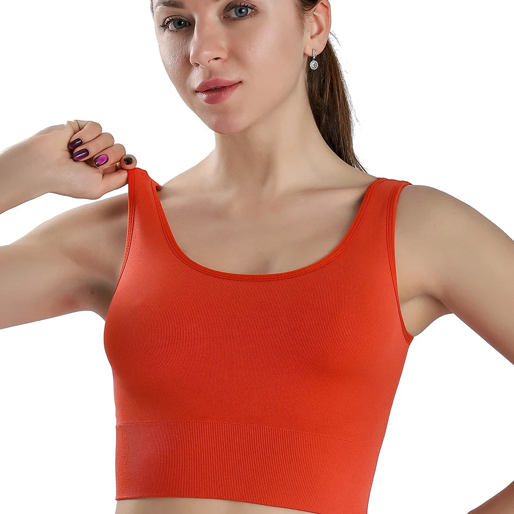 

Sports Bra Women Yoga Crop Top Push Up Gym Underwear High Support Impact Training Solid Workout Brassiere Running Vest