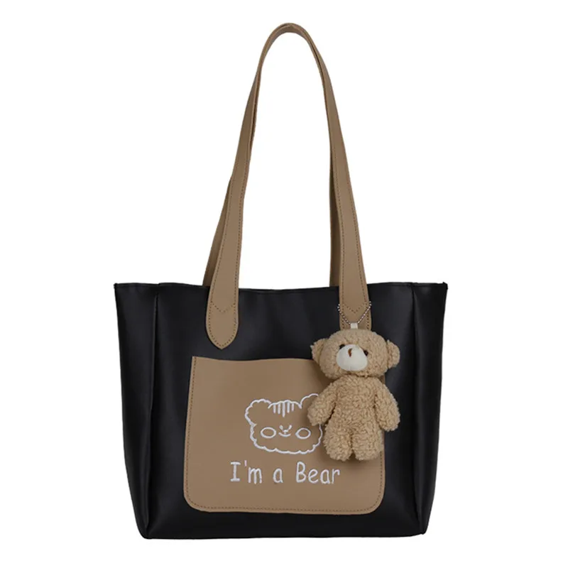 

Милая сумка на одно плечо для женщин, милый тоут с медведем, женская сумочка из искусственной кожи, повседневный тоут, Женский книжный мешок