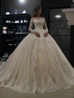 a line wedding dresses for nigerian bride modest african middle east with bateau long sleeves appliqued lace beads wedding gown