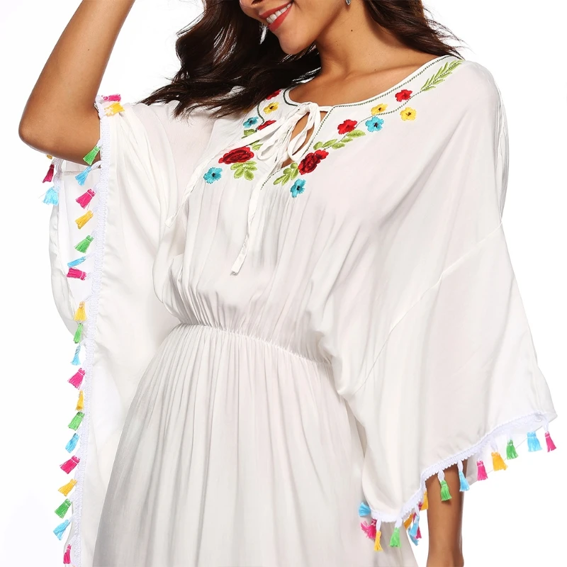 Женский купальный костюм с цветочной вышивкой накидка на бикини Радужный