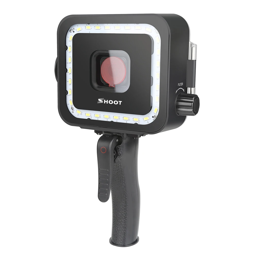 40 м светодиодный светильник для подводного плавания для GoPro Hero 7 6 5 Черный видео вспышка заполняющий светильник s водонепроницаемый чехол красный фильтр триггер