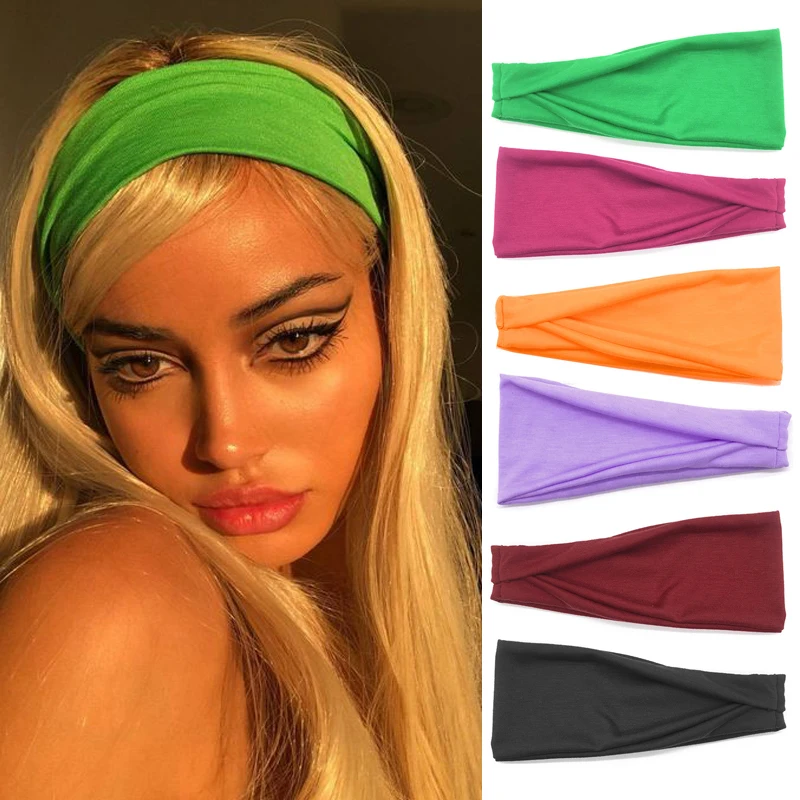 

Women Cotton Wide Headband Turban Twisted Knotted Headwrap Solid Color Twist Girls Hairband Fashion Hair Accessories Scrunchies