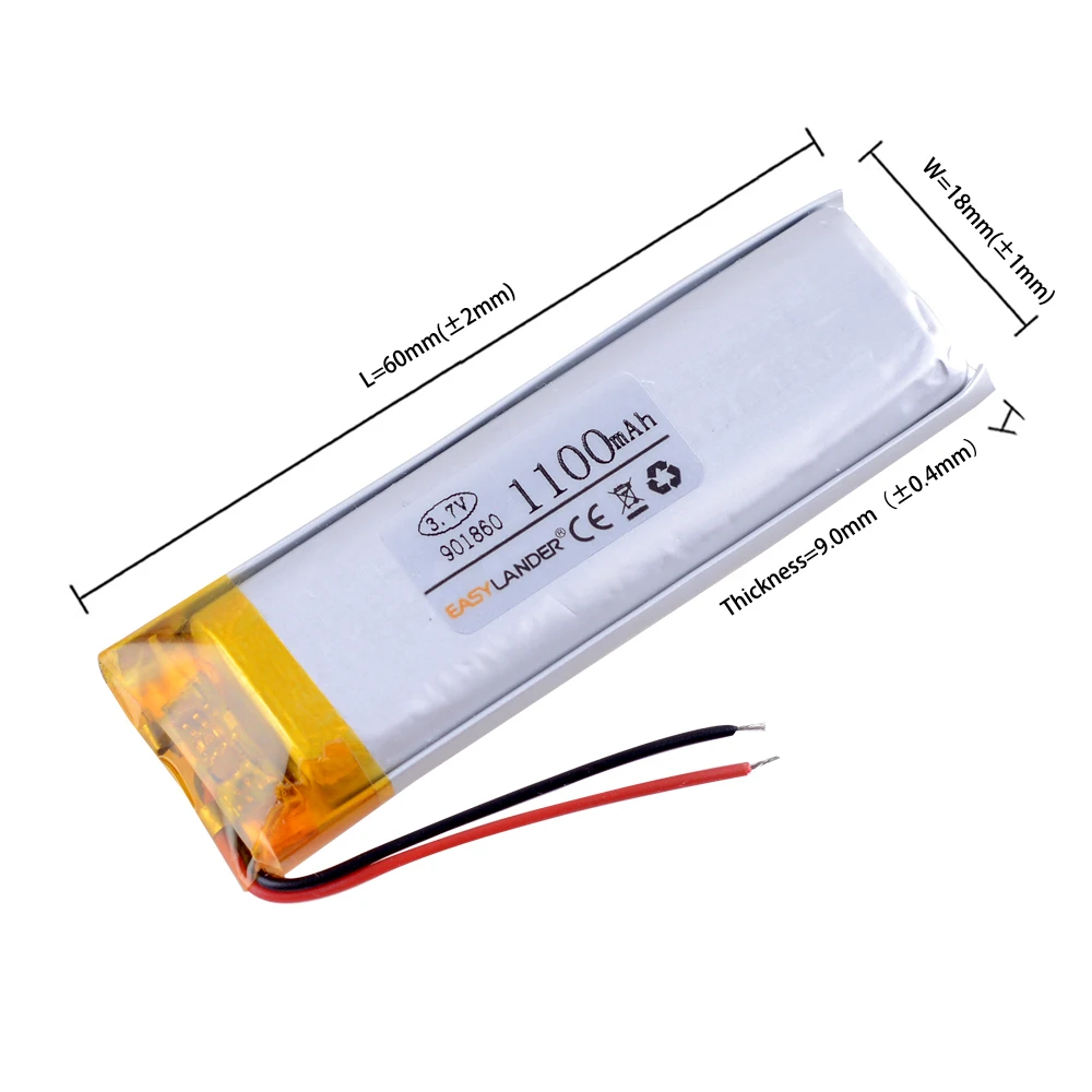 10 шт./лот 3 7 V 1100mAh 901860 литий-полимерный литий-ионный аккумулятор для bluetooth
