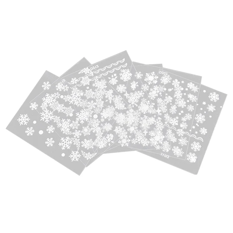 Модные 6 листов Снежинки 3D наклейки для дизайна ногтей декорации DIY|Стразы и