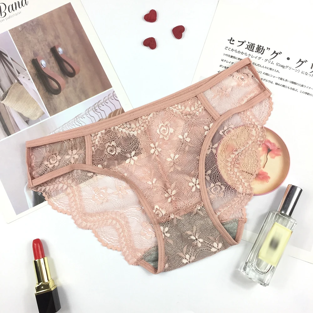 

Temptation Lace Panties Women Transparent Sexy Women's Underwear Flowers Low-Waist Hollow Underpants