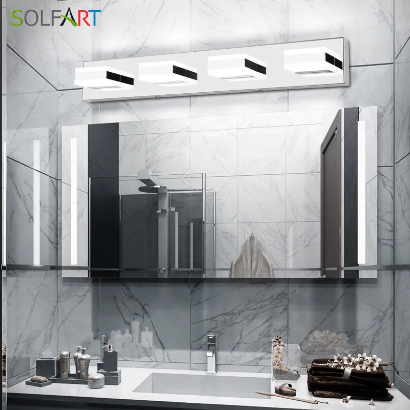 

Modern Black Bathroom Vanity Lights Over Mirror 4 Lights Acrylic Bath Wall Lighting