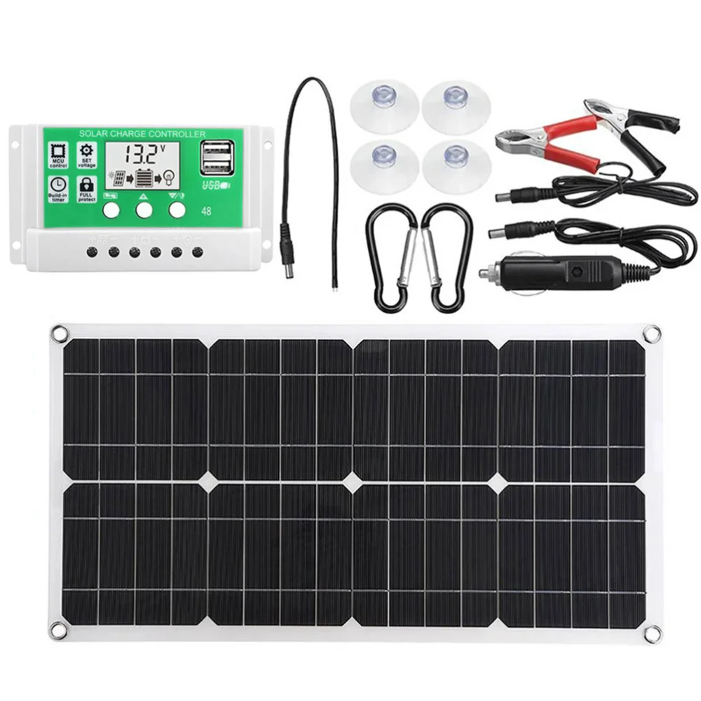 

1 set of Solar Power Panel Outdoor Emergency Charger with Controller Solar Plate