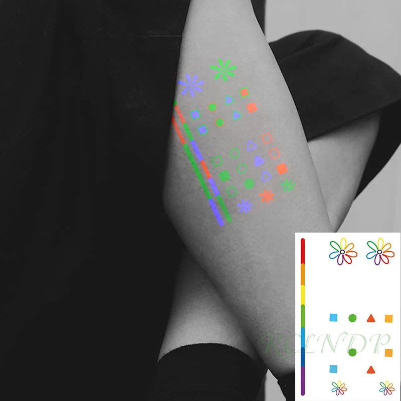 Водостойкая Временная светящаяся тату-наклейка цветок треугольник