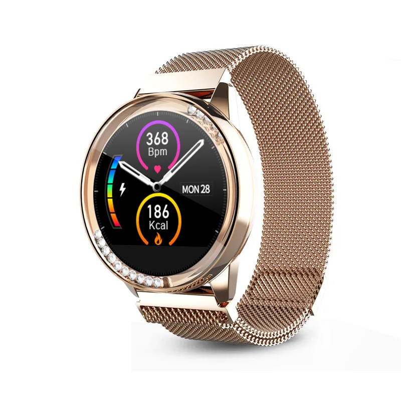 H16 золотые серебряные стальные Смарт часы для женщин монитор сердечного ритма