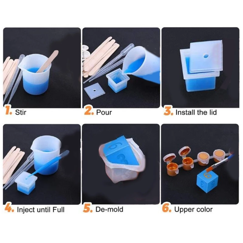 

95AB 15 Shapes Irregular Dice Epoxy Resin Mold DIY Crafts Casting Tools Multi-spec Digital Game Silicone Mould