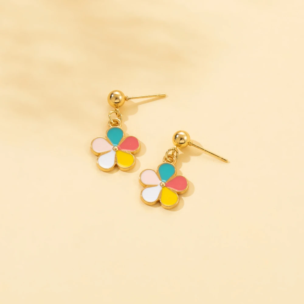 

Lost Lady New Fashion Color Flower Women's Earrings Same Model Birthday Gift Alloy Jewelry Wholesale Direct Sales