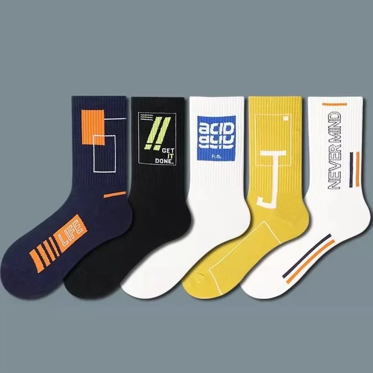 

Модные носки для скейтборда с надписью ins хип-хоп уличный стиль BF геометрические индивидуальные спортивные мужские и женские носки среднег...