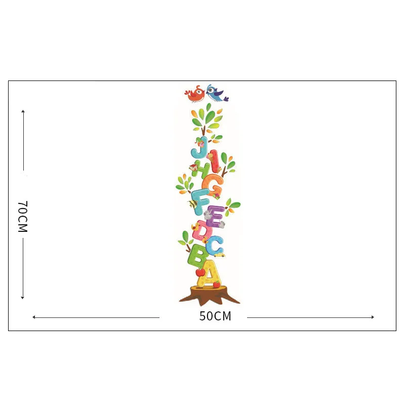 

Cartoon 26 English Letter Height Measure Wall Stickers for Kids Rooms Wall Decals Children Bedroom Mural Art Diy Poster
