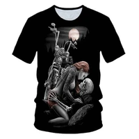 2021 summer skeleton beauty rock cool breathable short sleeve top mens womens motorcycle punk 3d printing t shirt fashion plus