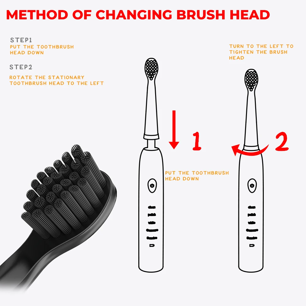 Мощная ультра звуковая электрическая зубная щетка USB зарядка перезаряжаемая зубная щетка моющаяся электронная отбеливающая зубная щетка