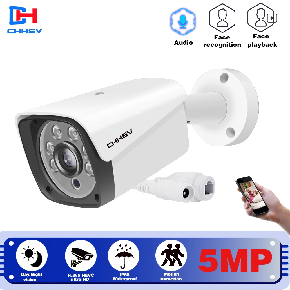 

H.265 POE 5MP IP Camera Outdoor Waterproof CCTV 5.0MP HD Dome Face Motion Detection Network IP Camera 3.6mm Wide Lens P2