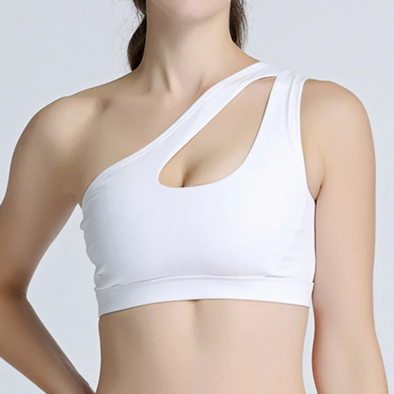 Спортивный бюстгальтер без стального кольца на одно плечо ударопрочный