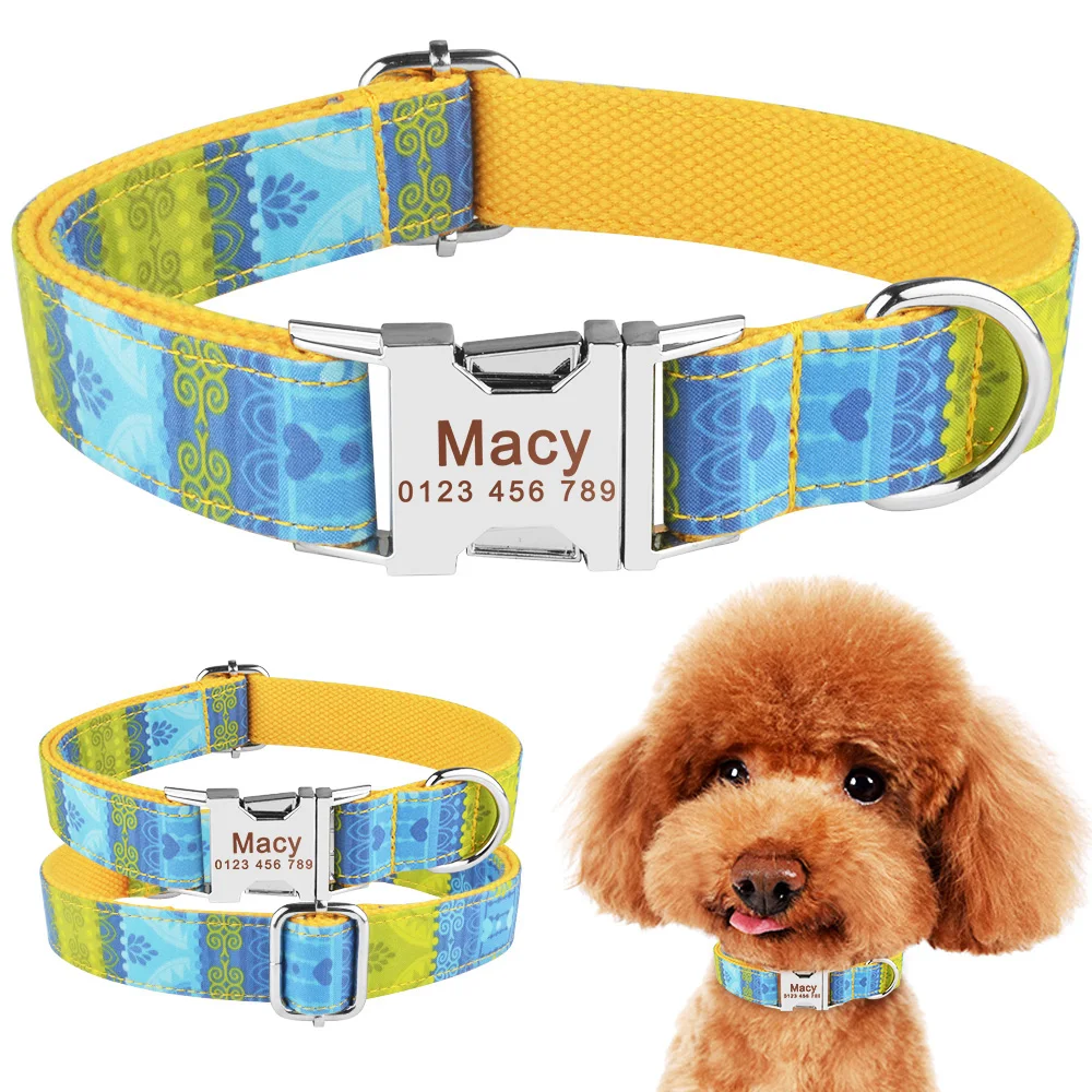 

Personalized Dog Collar Samll Medium Large Dogs Custom Engraved Pet ID Name Tag