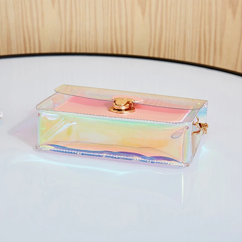 Laser Transparent PVC Shoulder Bags Women's Small Totes Handbag Chains Messenger Bag Female Ladies Clutch Beach Lady Purse |