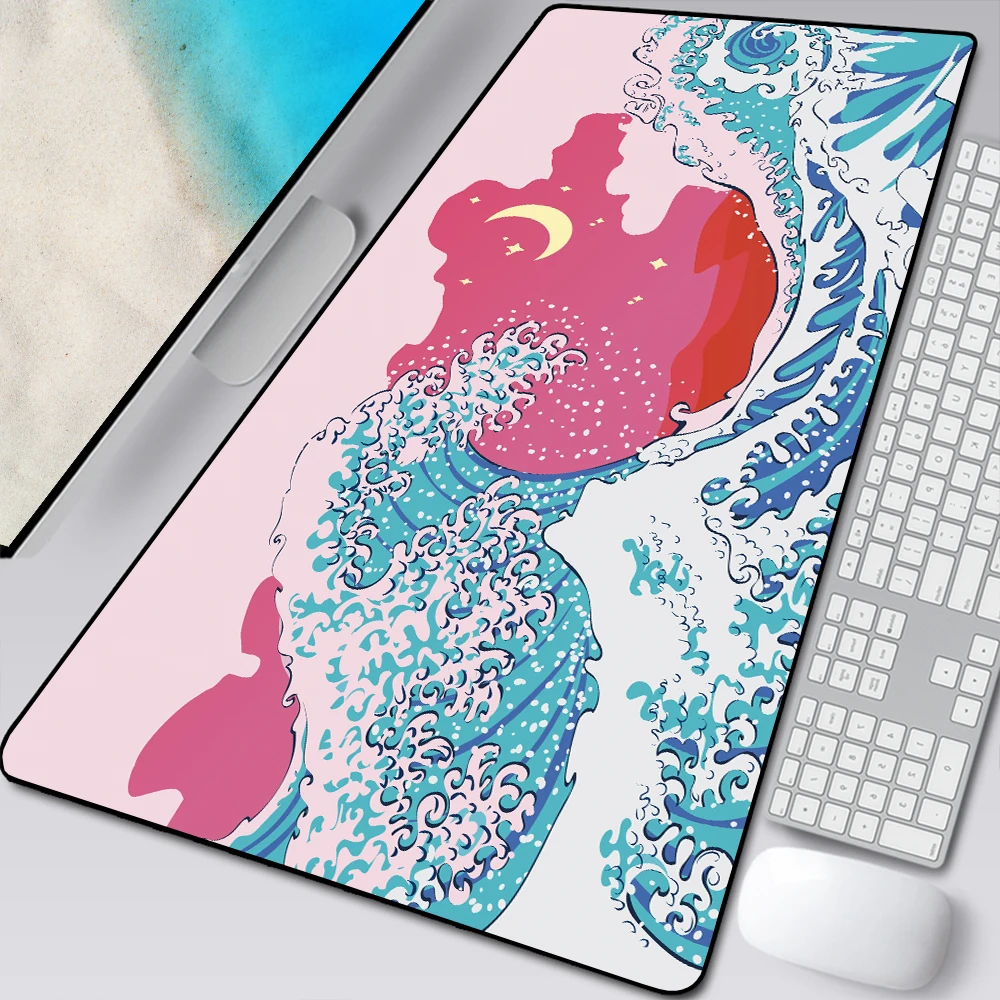 great wave off art large size mouse pad anime cute natural rubber pc computer gaming mousepad desk mat locking edge for csgo lol free global shipping