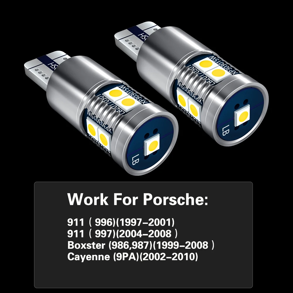 Светодиодная лампа дневного света W5W T10 194 Canbus для Porsche 911 1997-2001 2004-2008 Boxster Cayenne 2002-2010 2