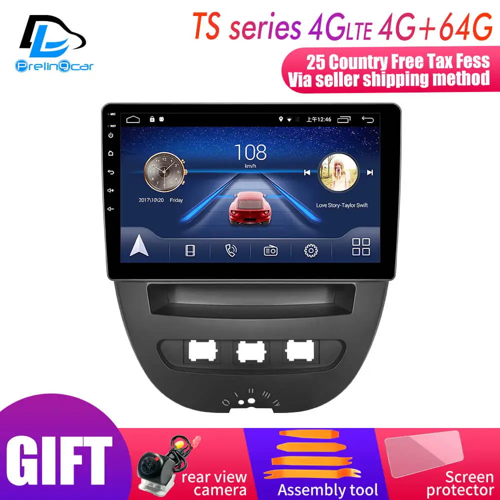 Android 9,0 автомобильная система ips сенсорный экран стерео для ≥get 107 Toyota Aygo Citroen C1 2005-2013 лет стерео