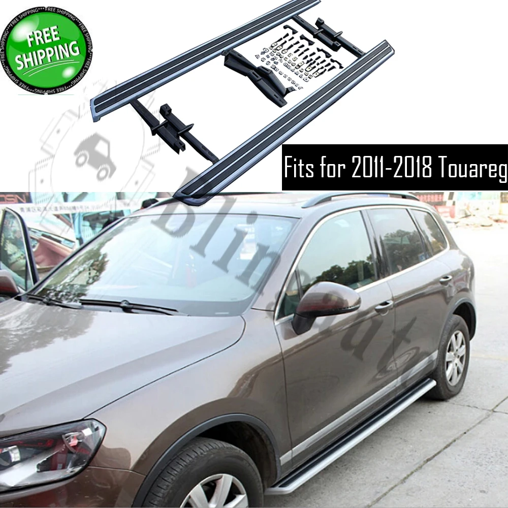 

Fits for VW. Volkswagen Touareg 2011-2018 2Pcs left right running board side steps nerf bar car pedal side stairs side bar