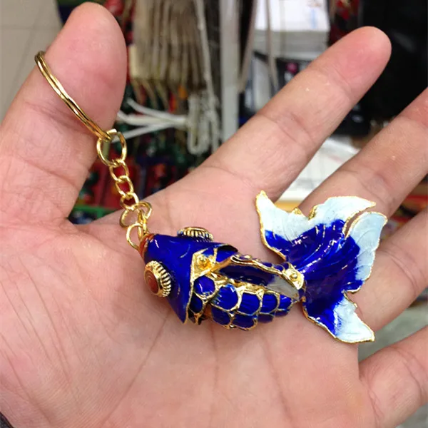 7 5 см эмалированный яркий брелок для ключей в виде золотой рыбки китайской с