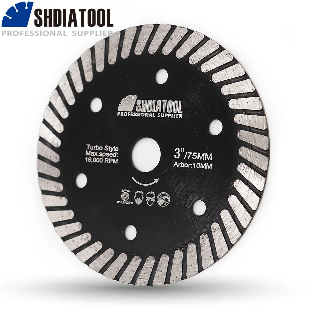 

SHDIATOOL 1pc 3" Diamond Ceramic Turbo Saw Blade Cutter 75mm Cutting Discs Wheel for Tile Porcelain Tickness 1.1mm Angle Grinder