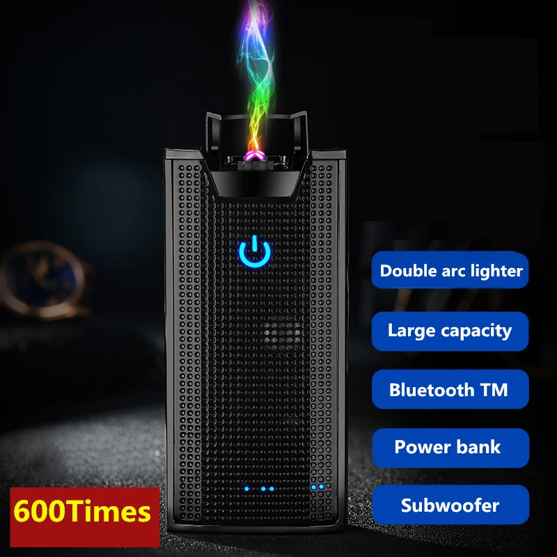 Electric Lighter with power bank dual arc Bluetooth TM sound rechargeable windproof smoking accessories Christmas men gift | Дом и сад