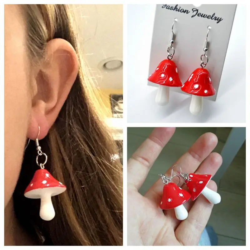 

ZDMXJL 2020 New Fashion Women Earrings Lovely Sweet Mushroom Model Drop Dangle Earrings for Women Funny Pendant jewelry earings
