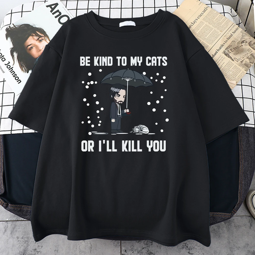 

Creativity Be Kind To My Cats Tshirts For Male Vintage Streetwear Tee Shirts Casual Clothing T-Shirts Harajuku Oversize T Shirts