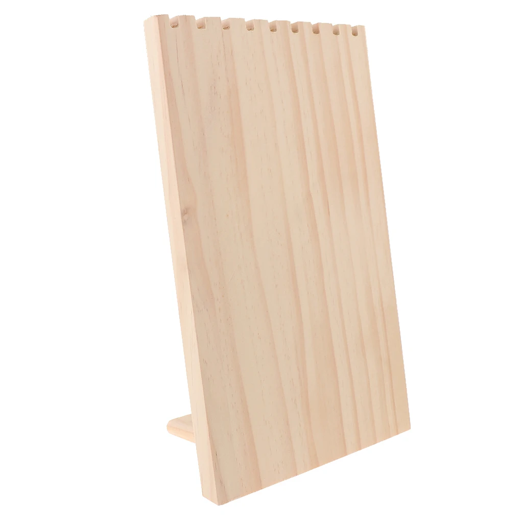 Square Wood Necklace Display Holder Organizer Stand Hanging Rack Multipurpose Show Shelf