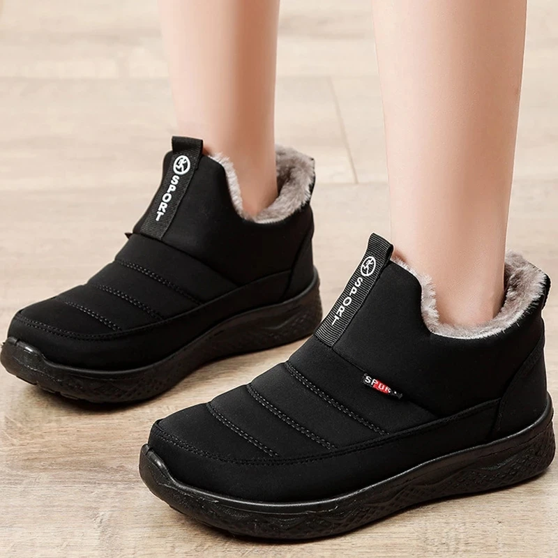 

Женские теплые зимние ботинки 2021, короткие плюшевые ботильоны, женская обувь на платформе без застежки, Женская Удобная зимняя обувь