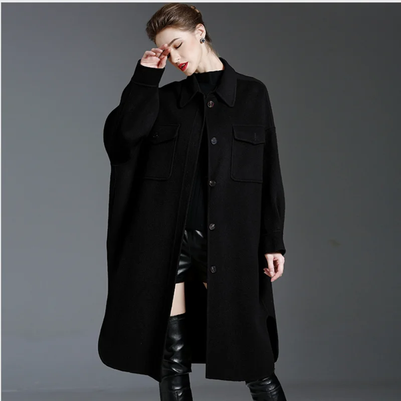 

2020 new double-sided cashmere coat Camel color coats shirt lapel jacket loose fashion trend jackets overcoats outwear clothes