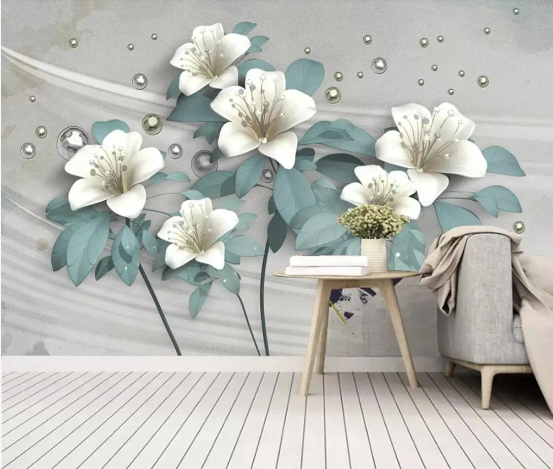 Цветочная настенная бумага популярные настенные фрески живопись домашний